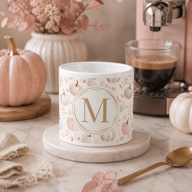 Pastel Pumpkin Monogram - Personalisiert Initial Espressotasse (Von Creator hochgeladen)