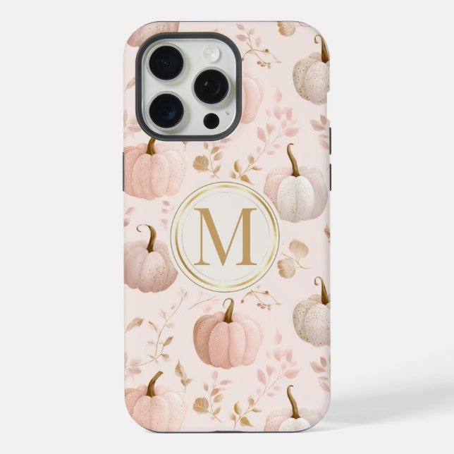 Pastel Pumpkin Monogram - Personalisiert Initial iPhone Hülle (Rückseite)