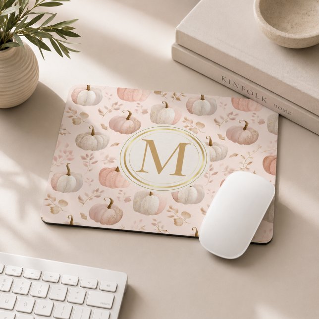 Pastel Pumpkin Monogram - Personalisiert Initial Mousepad (Von Creator hochgeladen)