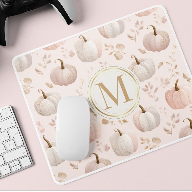 Pastel Pumpkin Monogram - Personalisiert Initial Mousepad (Von Creator hochgeladen)