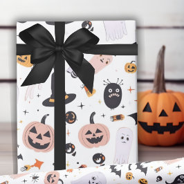 Pastel Pumpkin und Halloween-Kreaturen Geschenkpapier