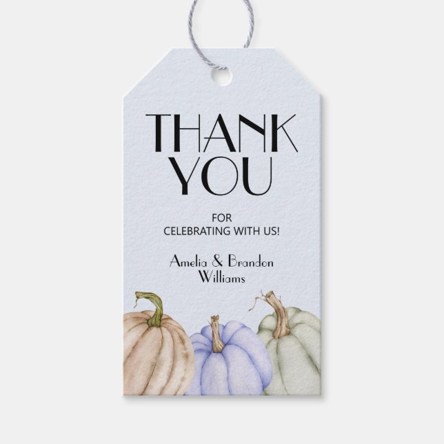 Pastel Pumpkins Blue Baby Duwer Gefallen Geschenkm Geschenkanhänger (Vorderseite)