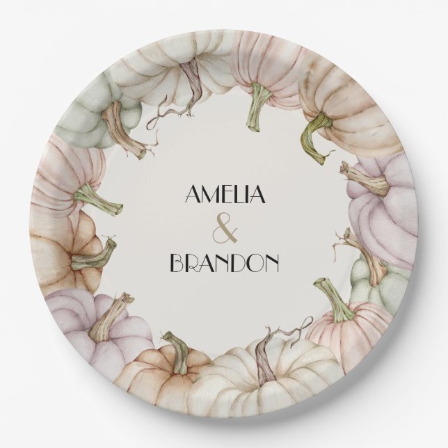 Pastel Pumpkins Fall Pappteller (Vorderseite)