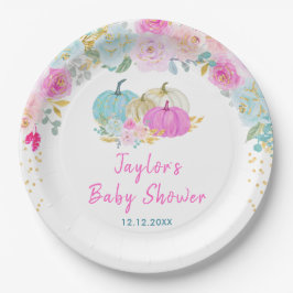 Pastel Pumpkins Floral Baby Dusche Pappteller