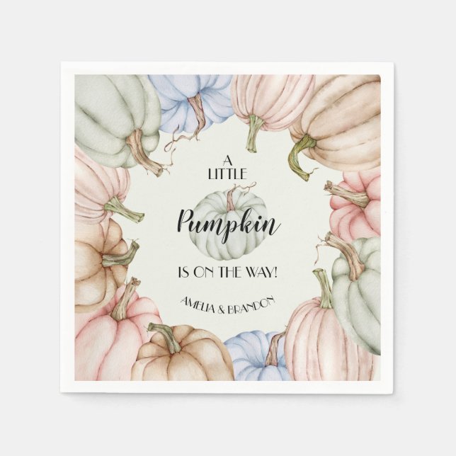 Pastel Pumpkins Gender Neutral Baby Dusche Serviette (Vorderseite)