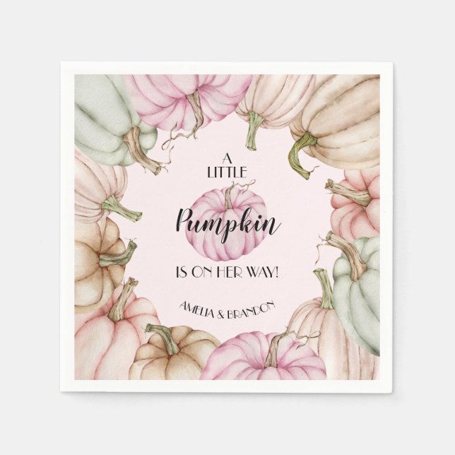 Pastel Pumpkins Pink Girl Babydusche Serviette (Vorderseite)