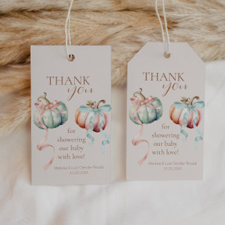 Pastel Pumpkins und Bows Geschenketikett Danke Tag Geschenkanhänger