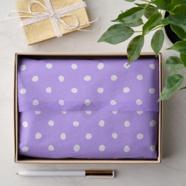 Pastel Purple With Irregular White Polka Dots Seidenpapier (Geschenk)