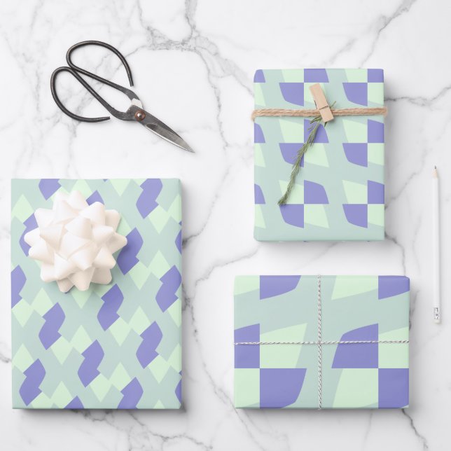 Pastel Purpliana 4 Muster Geschenkpapier Set (Vorderseite)