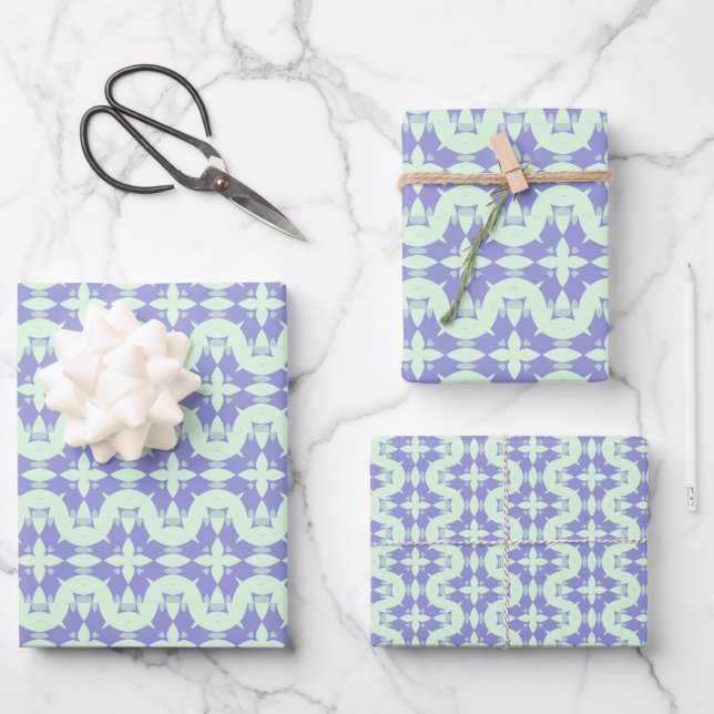 Pastel Purpliana 5 Muster Geschenkpapier Set (Vorderseite)