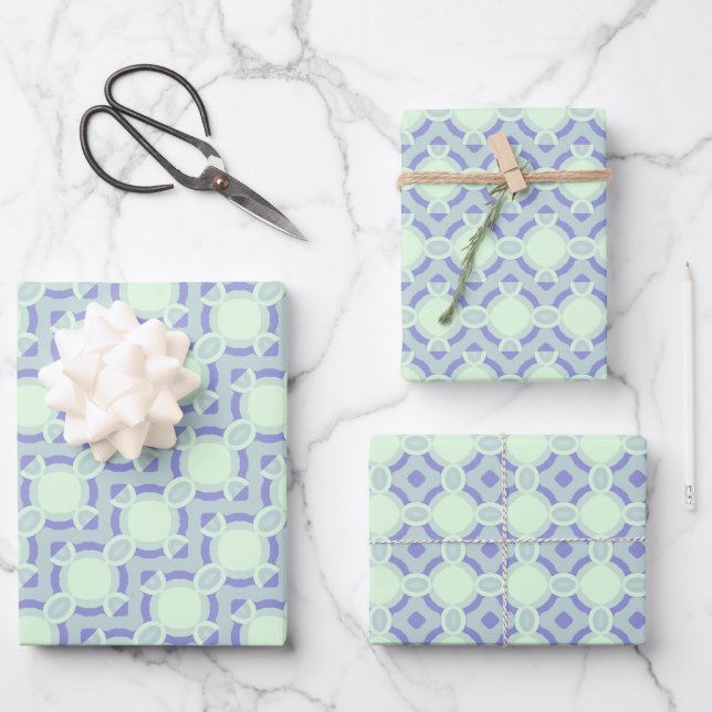 Pastel Purpliana 6 Muster Geschenkpapier Set (Vorderseite)