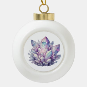 Pastel Quartz-Cluster Keramik Kugel-Ornament