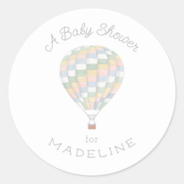 Pastel Quilt Hot Air Ballon Babydusche Runder Aufkleber