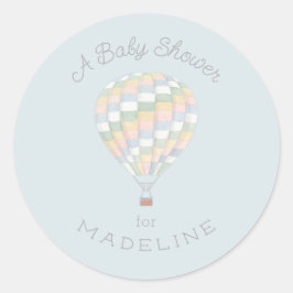 Pastel Quilt Hot Air Ballon Babydusche Runder Aufkleber