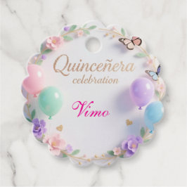 Pastel Quinceañera Favor Tags with Butterfly Geschenkanhänger