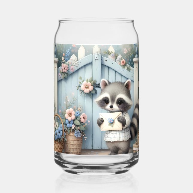 Pastel Raccoon Letter Garden Dosenglas (Vorderseite)