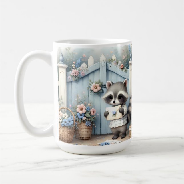 Pastel Raccoon Letter Garden Kaffeetasse (Links)