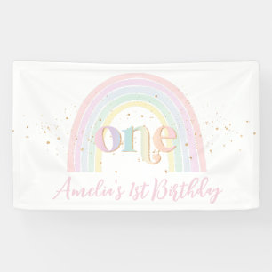 Pastel Rainbow 1. Geburtstag Party Hintergrund Banner