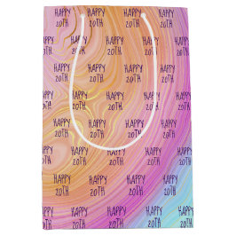 Pastel Rainbow 20. Geburtstag Mittlere Geschenktüte
