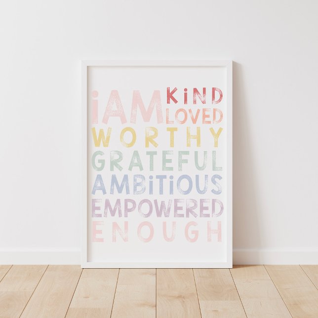 Pastel Rainbow Affirmations for Kids Poster (Von Creator hochgeladen)