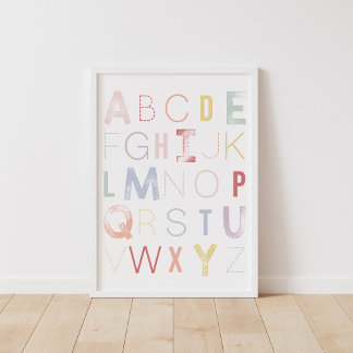 Pastel Rainbow Alphabet ABC Kinderzimmer Deco Poster