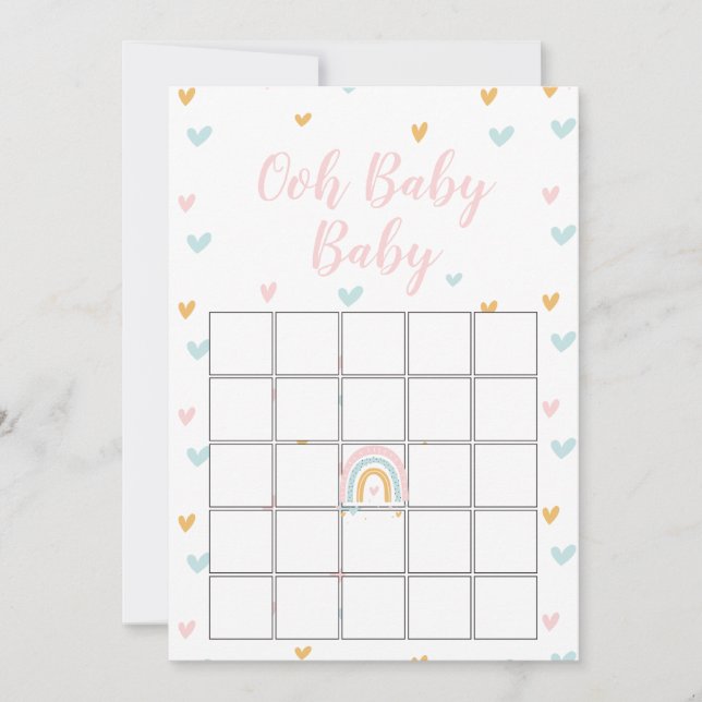 Pastel Rainbow and Hearts Baby Showcard Einladung (Vorderseite)