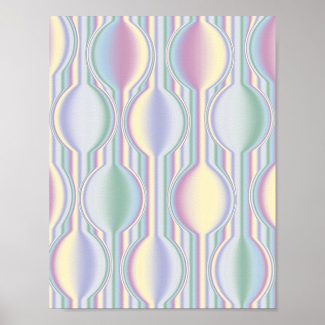 Pastel Rainbow Art Deco Geometric Wall Poster (Vorne)