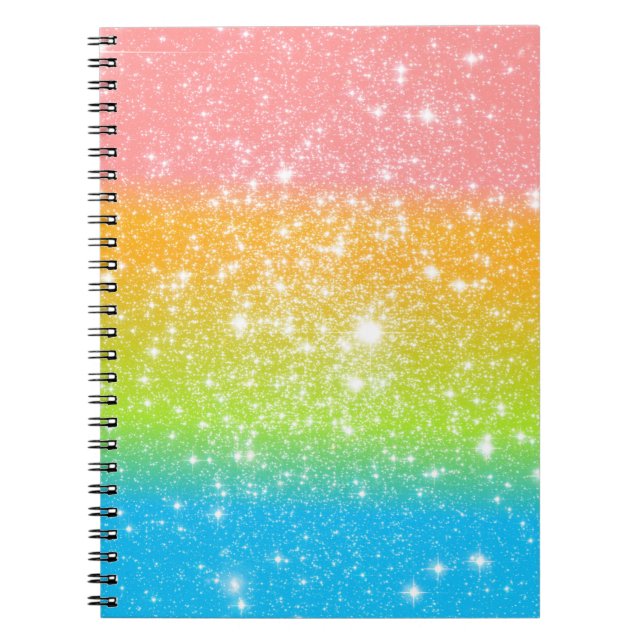 Pastel Rainbow Astral Glitzer Notizblock (Vorderseite)