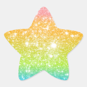 Pastel Rainbow Astral Glitzer Stern-Aufkleber