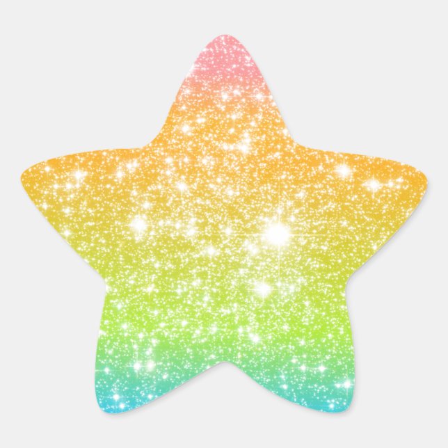 Pastel Rainbow Astral Glitzer Stern-Aufkleber (Vorderseite)
