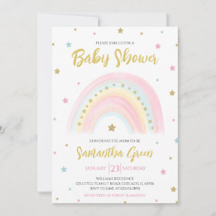 Pastel Rainbow Baby Dusche Einladung