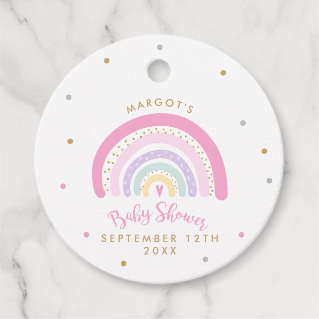 Pastel Rainbow Baby Dusche Geschenkanhänger (Vorderseite)