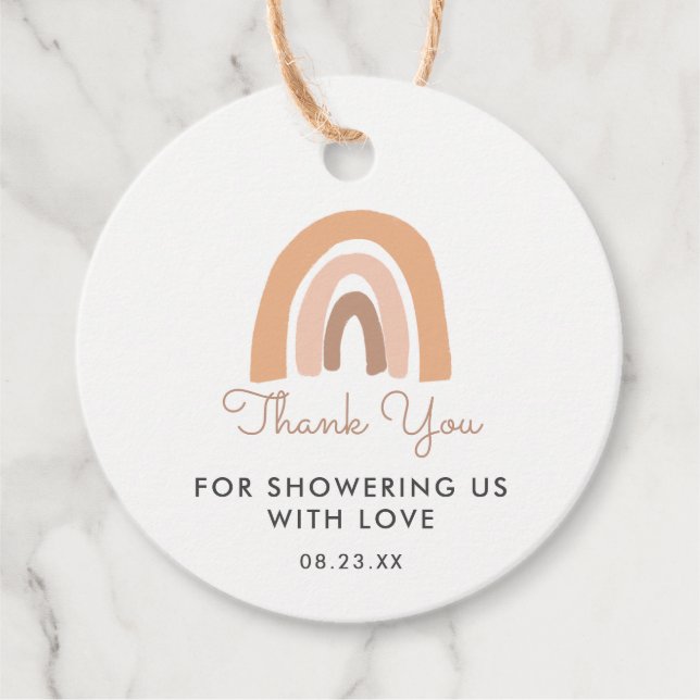 Pastel Rainbow Baby Dusche Vielen Dank Geschenkanhänger (Vorderseite)