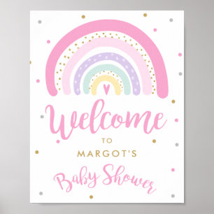Pastel Rainbow Baby Dusche Willkommen Poster