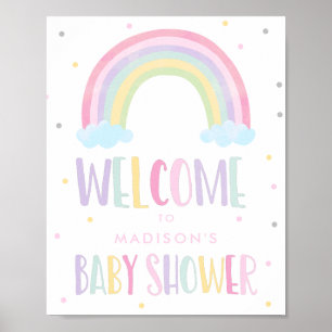Pastel Rainbow Baby Dusche Willkommen Poster