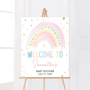 Pastel Rainbow Baby Dusche Willkommen Poster