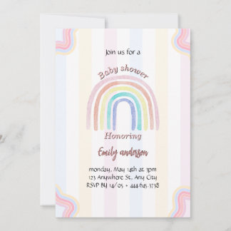 Pastel Rainbow Baby Shower Einladung Niedlichen Re