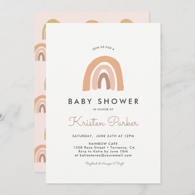 Pastel Rainbow Baby Shower Einladungskarten (Vorne/Hinten)