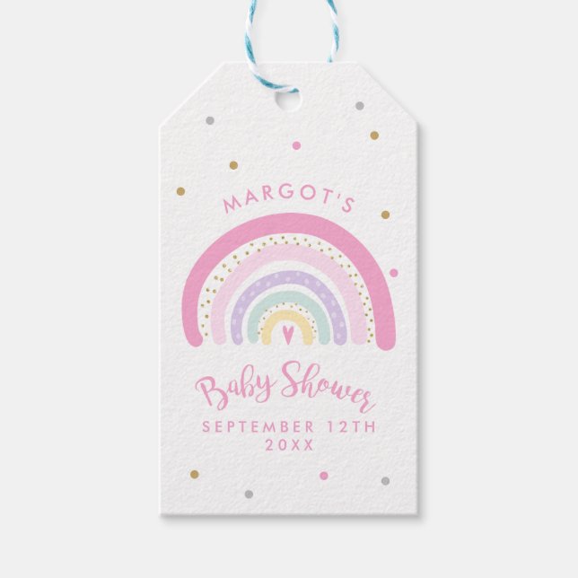 Pastel Rainbow Baby Shower Gevor Geschenkanhänger (Vorderseite)