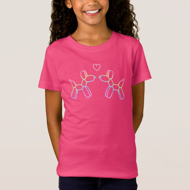 Pastel Rainbow Balloon Hunde Girls T - Shirt (Vorderseite)