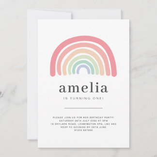 Pastel Rainbow Birthday Einladung