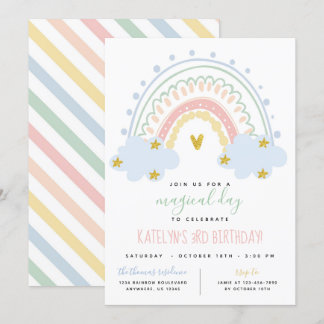 Pastel Rainbow Birthday Einladung