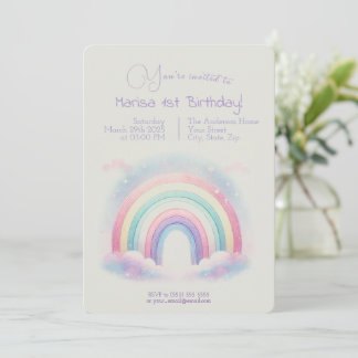 Pastel Rainbow Birthday Einladung - Party Einladun