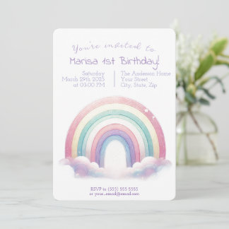 Pastel Rainbow Birthday Einladung - Party Einladun