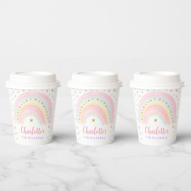Pastel Rainbow Birthday Paper Cups Pappbecher (Multi)