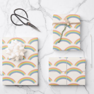Pastel Rainbow Birthday Party Geschenkpapier Set
