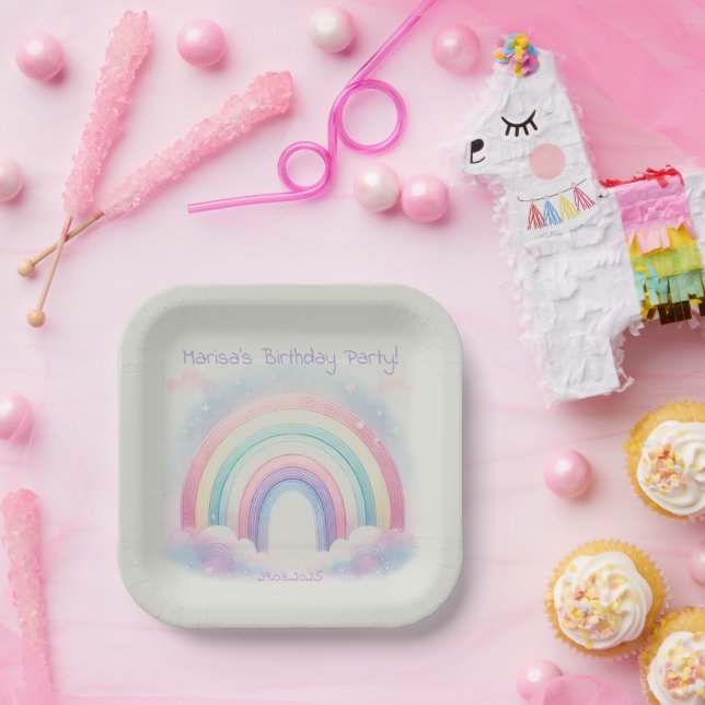 Pastel Rainbow Birthday Party Paper Teller (Party)