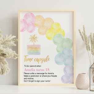 Pastel Rainbow Birthday Time Kapsel Zeichen Poster