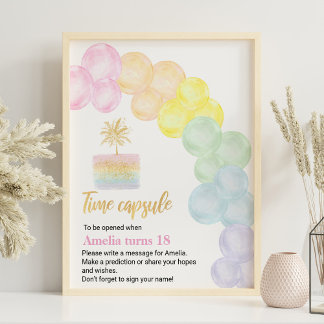 Pastel Rainbow Birthday Time Kapsel Zeichen Poster