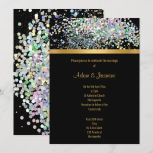 PASTEL RAINBOW BLACK GOLD WEDD EINLADUNG
